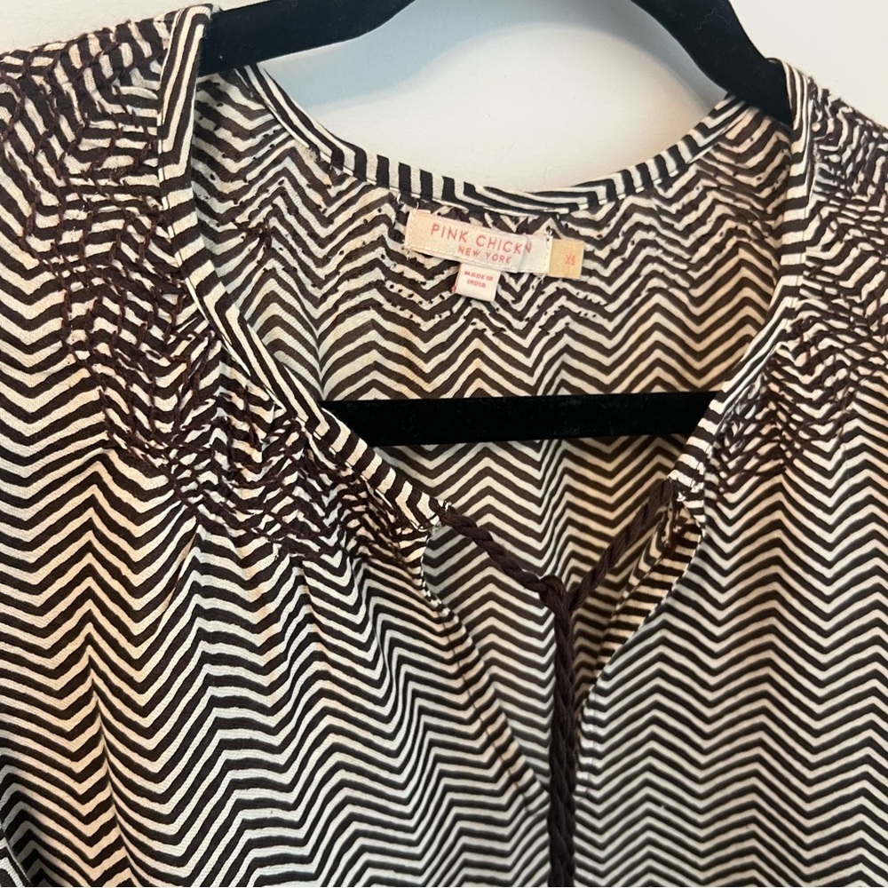 Pink Chicken Chevron Cotton Dress - XS - Picture 6 of 16
